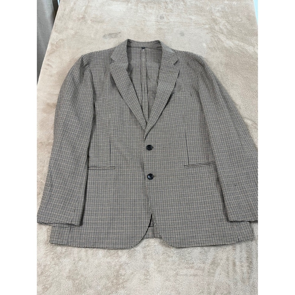 J. Crew Ludlow Slim Fit Houndstooth Blazer 46R Brown British Cloth Moon Woven